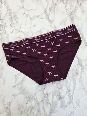 Victoria's Secret PINK Logo Cotton Hiphugger Hipster Panties L NWT